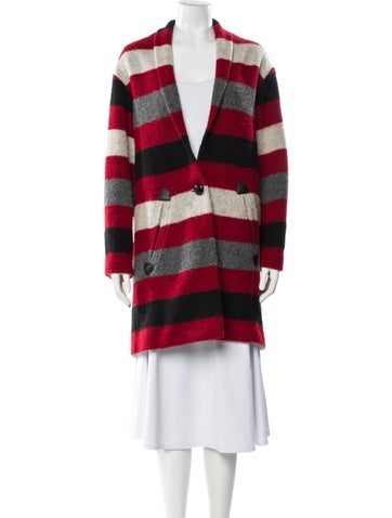 Pre-owned Isabel Marant Étoile Wool Plaid Print Peacoat In Red