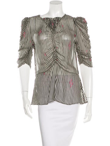 Étoile Isabel Marant Striped Three-Quarter Sleeve Blouse