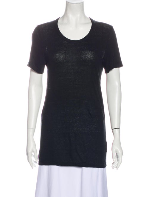 Étoile Isabel Marant Linen Scoop Neck T-Shirt Blac