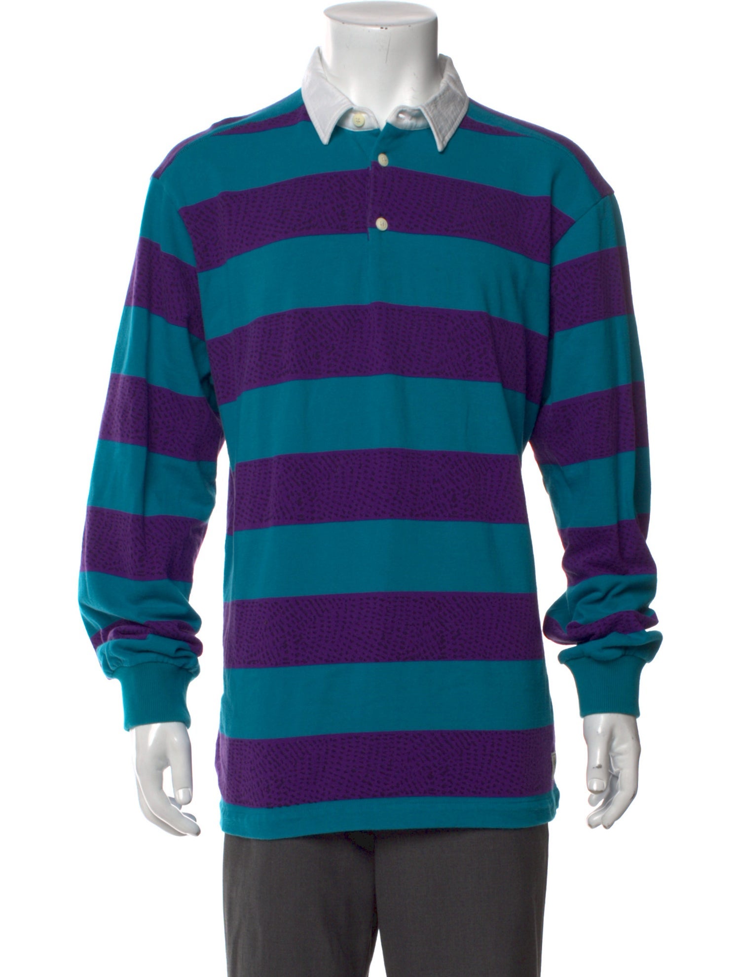 18 EAST Striped V-Neck Polo Shirt