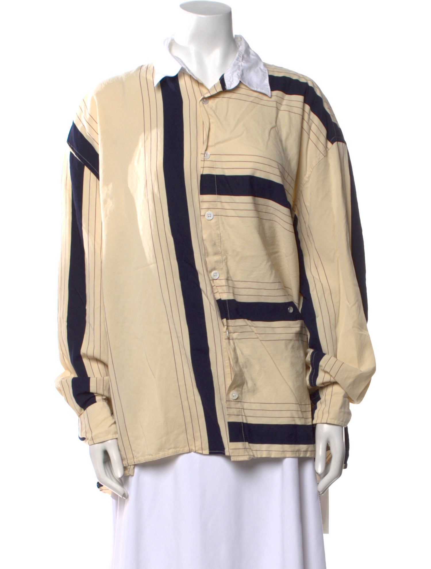 Études Studio Colorblock Pattern Long Sleeve Button-Up Top