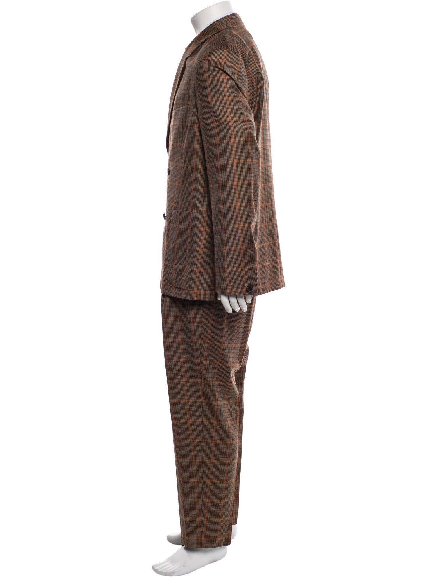 E. Thomas Wool Plaid Print Two-Piece Blazer