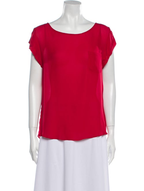 Emerson Thorpe Silk Bateau Neckline Blouse Red