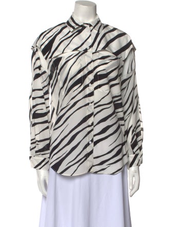 Et Ochs Silk Animal Print Button-Up Top