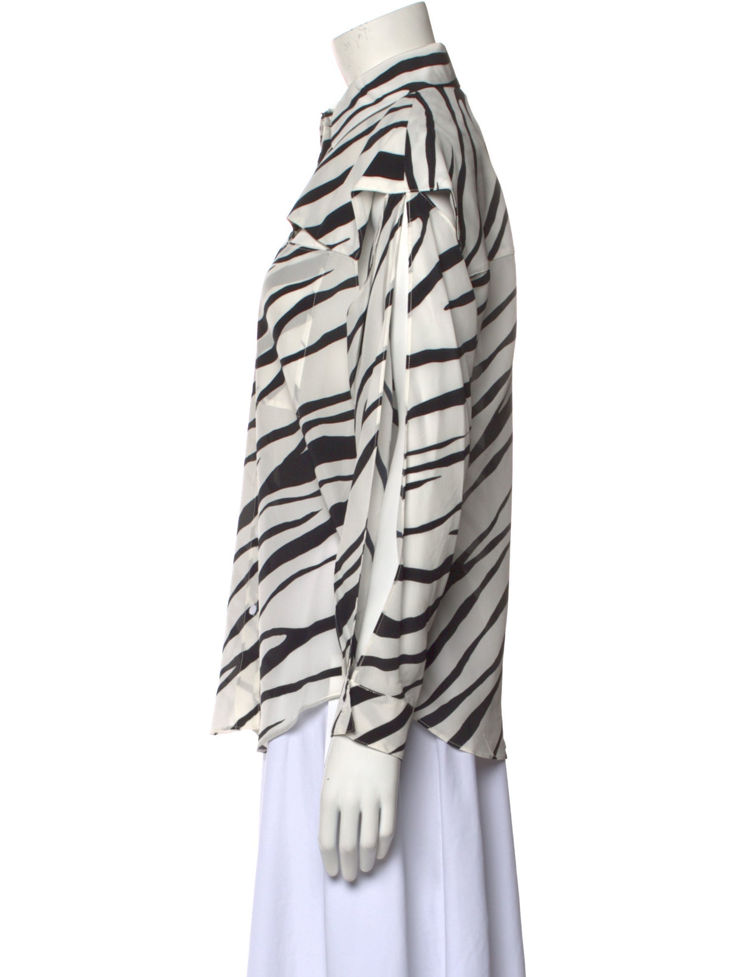 Et Ochs Silk Animal Print Button-Up Top