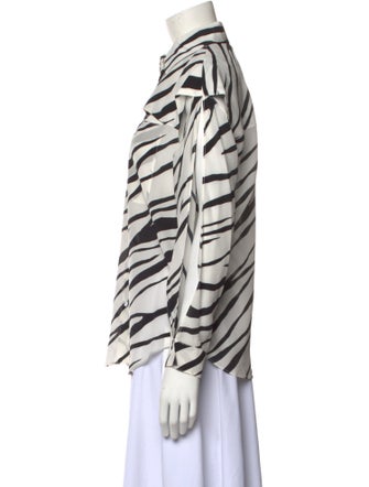 Et Ochs Silk Animal Print Button-Up Top