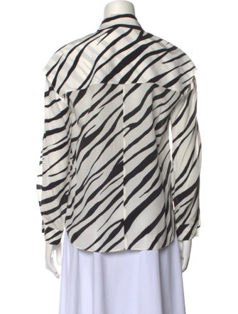 Et Ochs Silk Animal Print Button-Up Top