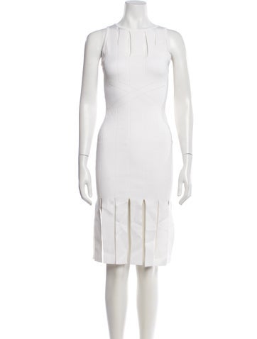 Pre-owned Et Ochs Scoop Neck Knee-length Dress In White