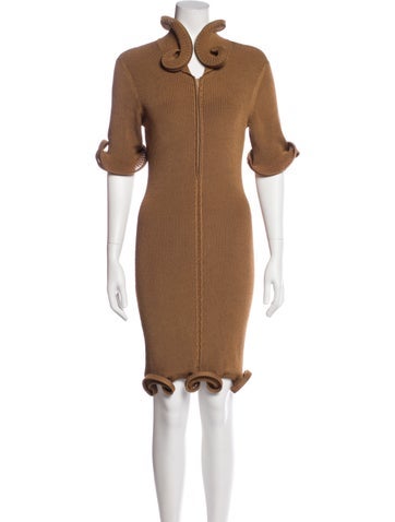 Pre-owned Et Ochs Turtleneck Mini Dress In Brown