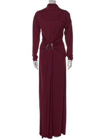 Pre-owned Et Ochs Turtleneck Long Dress In Burgundy