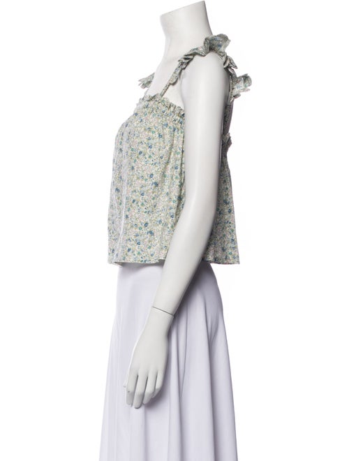 ETC Printed Ruffle Embellishment Sleeveless Top