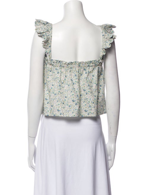 ETC Printed Ruffle Embellishment Sleeveless Top