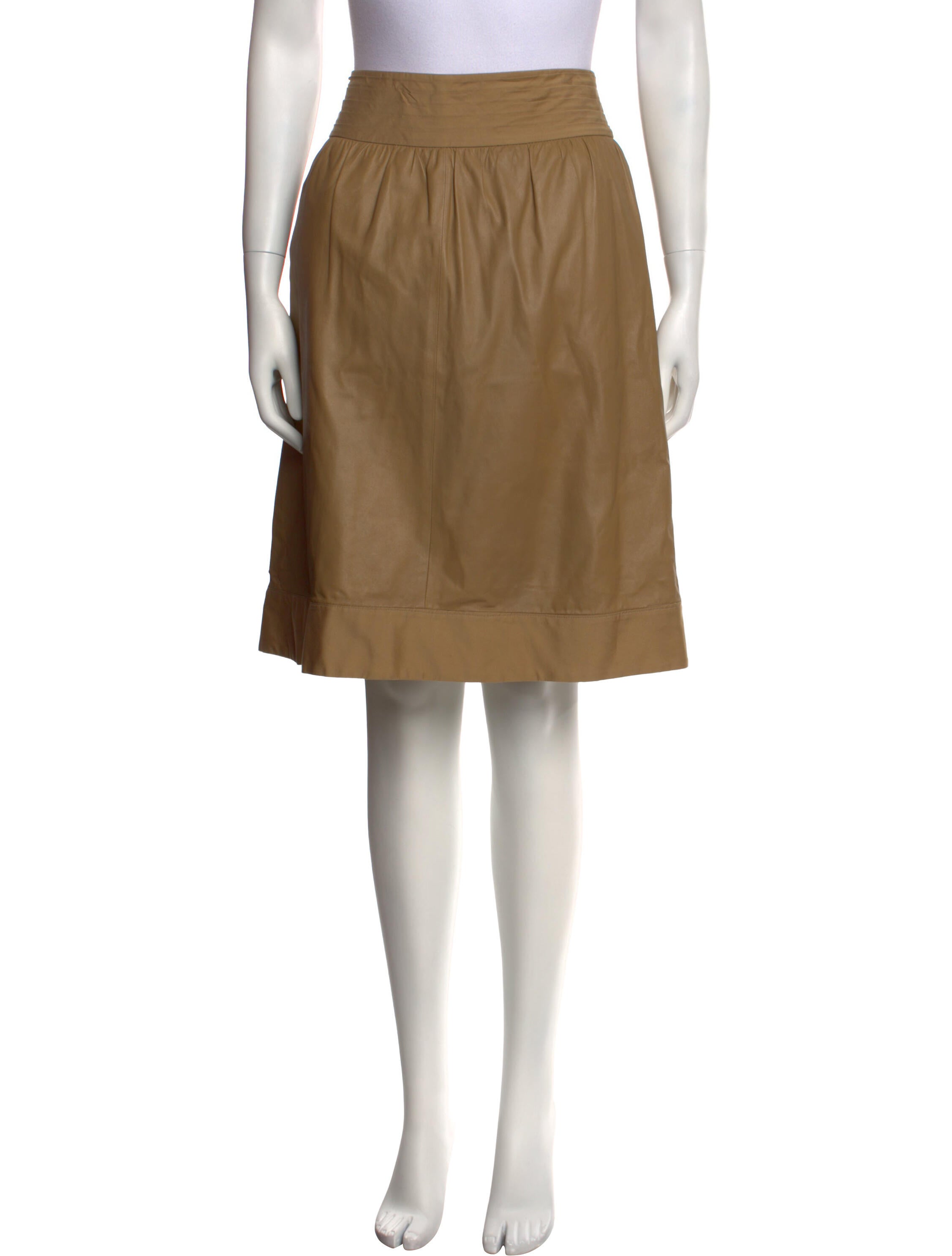 etcetera Leather Knee-Length Skirt