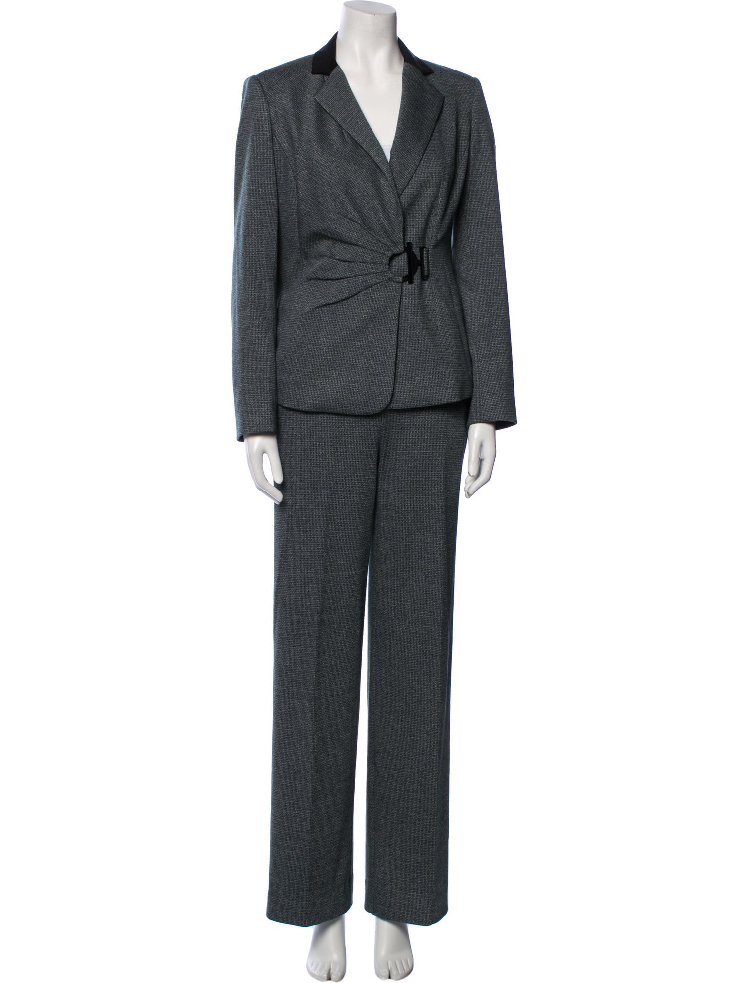 etcetera Tweed Pattern Pleated Accents Pantsuit