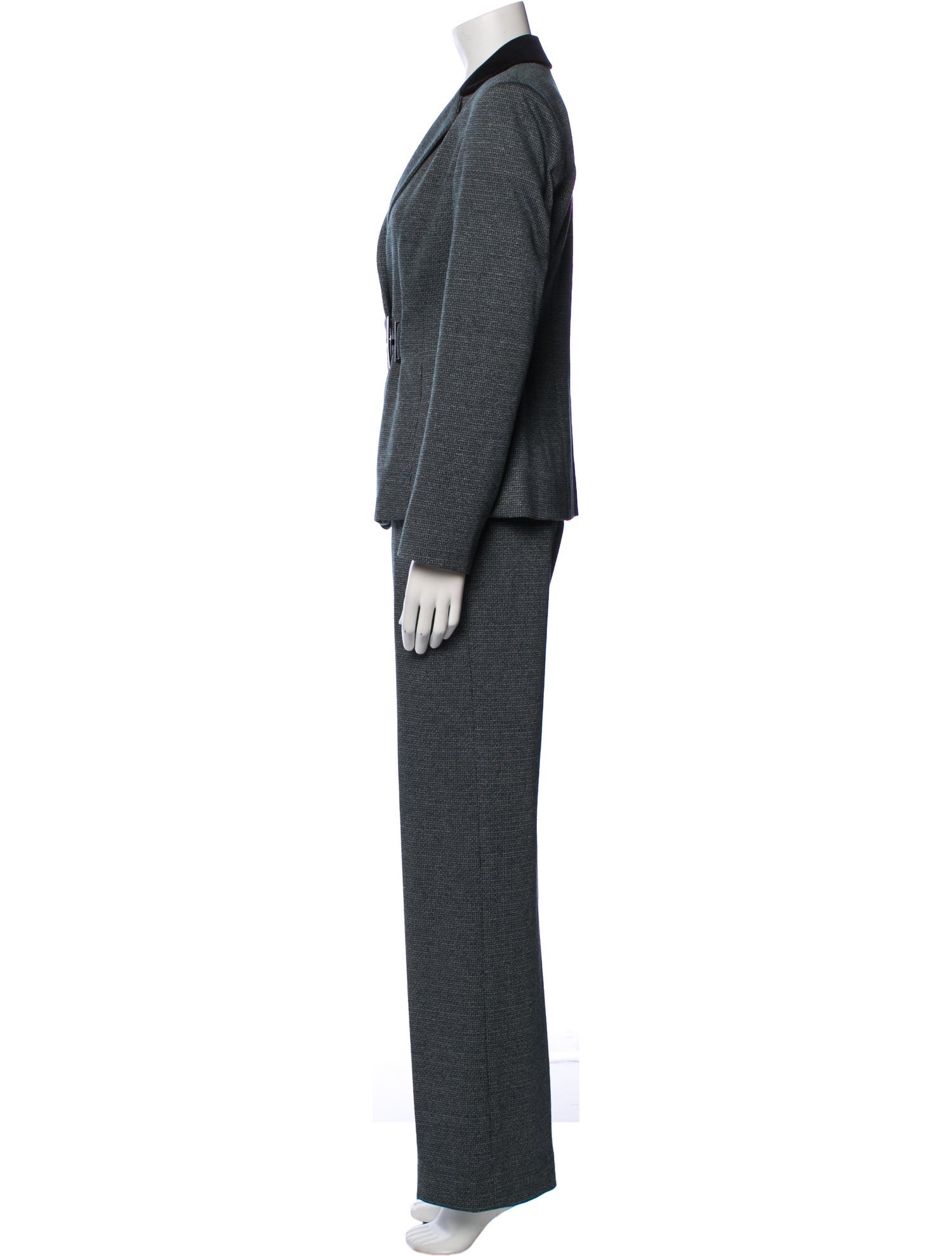 etcetera Tweed Pattern Pleated Accents Pantsuit