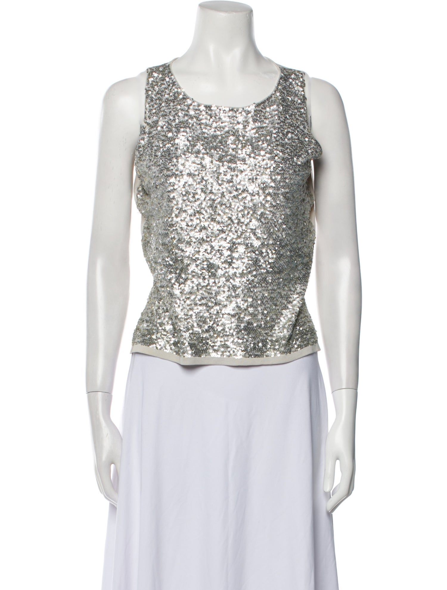 etcetera Silk Lace Pattern Crop Top