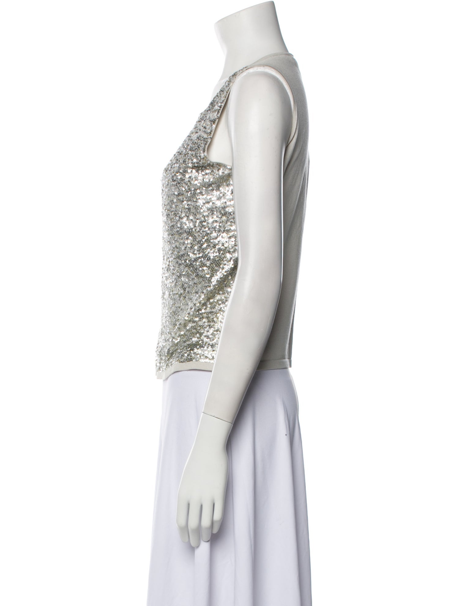 etcetera Silk Lace Pattern Crop Top