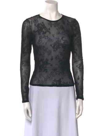 etcetera Lace Pattern Scoop Neck Top
