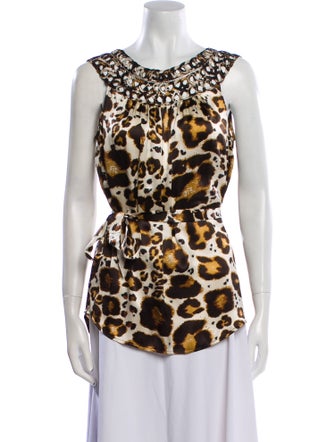 etcetera Silk Animal Print Top