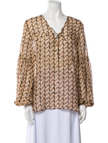 etcetera Tops Silk Printed Blouse XL