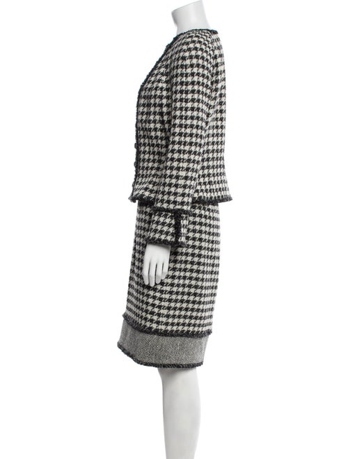 etcetera Houndstooth Print Raw-Edge Trim Skirt Suit