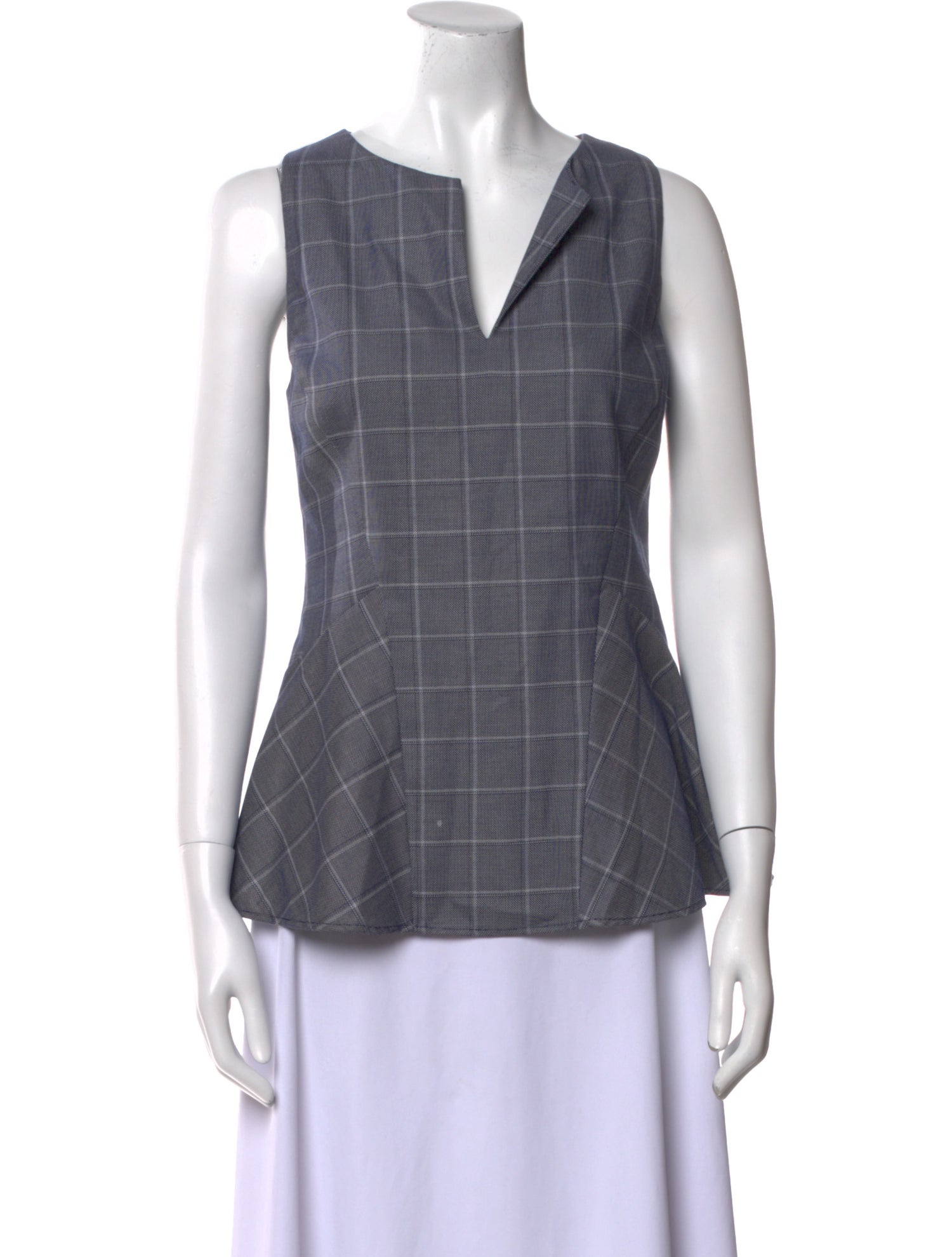 etcetera Plaid Print V-Neck Top