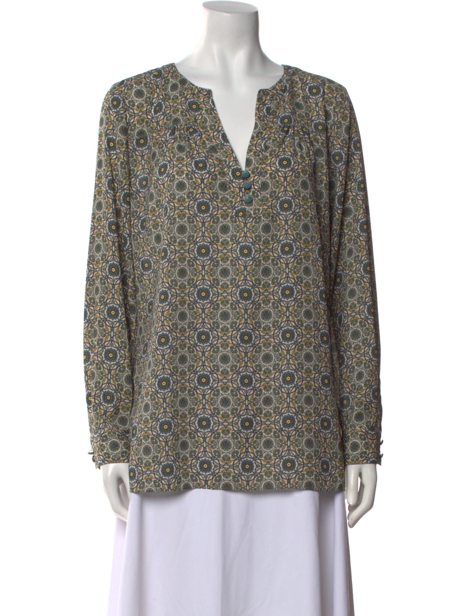 etcetera Printed V-Neck Blouse