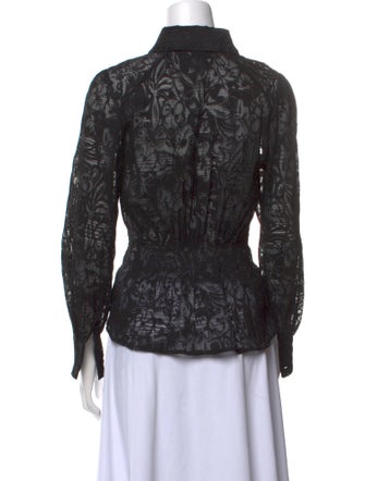 etcetera Lace Pattern Long Sleeve Button-Up Top