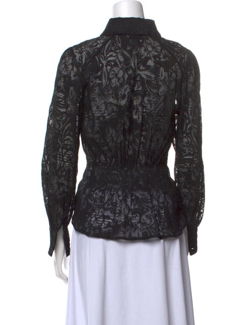 etcetera Lace Pattern Long Sleeve Button-Up Top