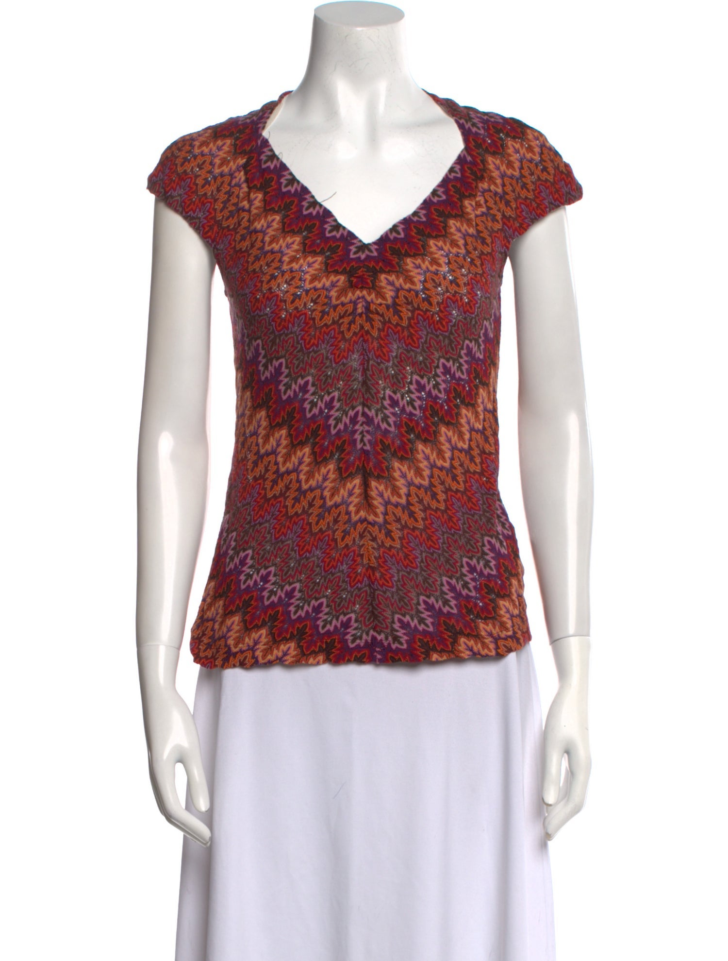 etcetera Printed V-Neck Top