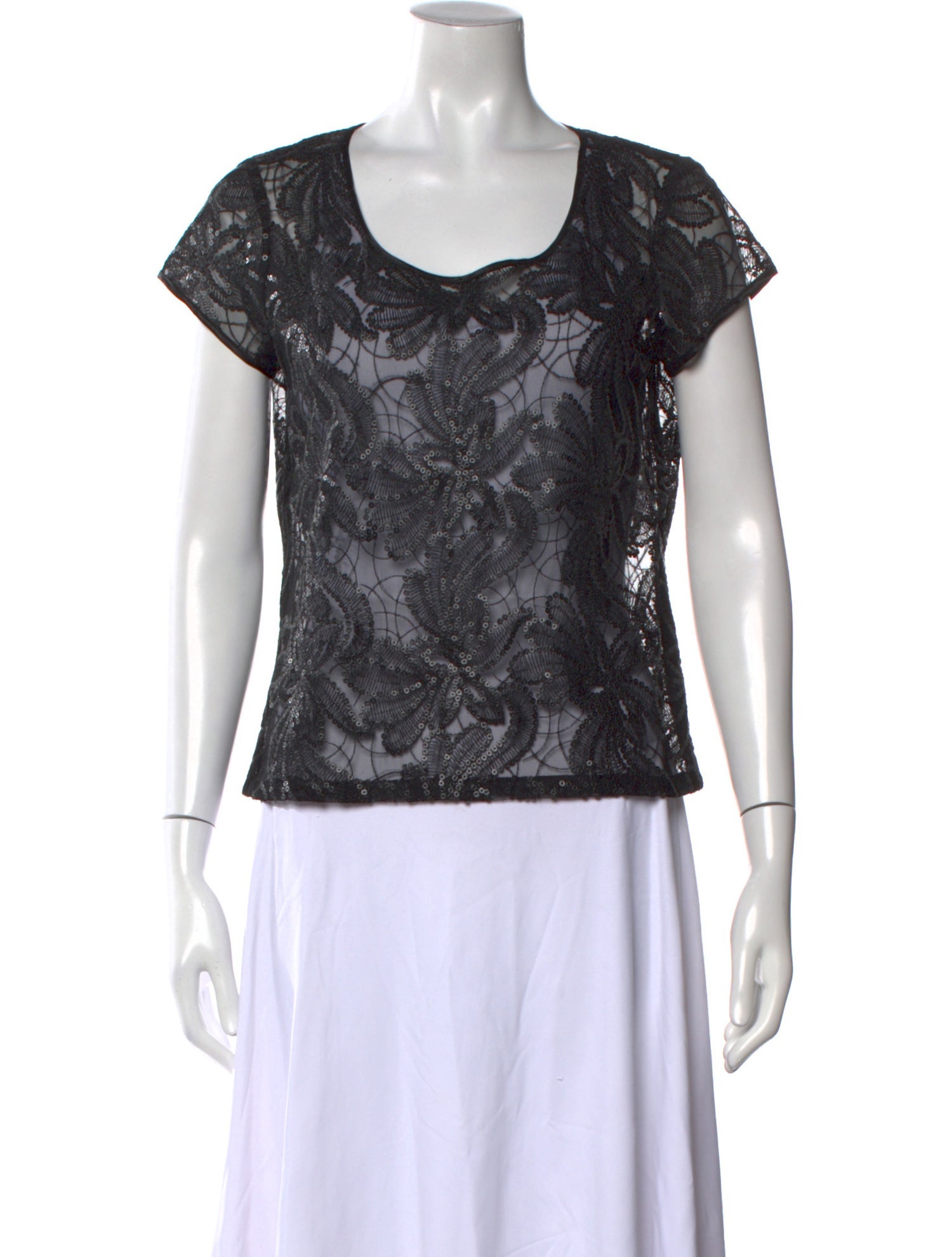 etcetera Lace Pattern Scoop Neck Top
