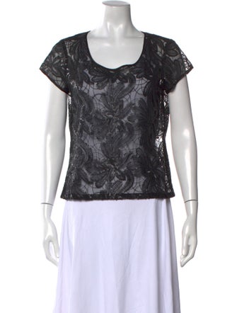 etcetera Lace Pattern Scoop Neck Top