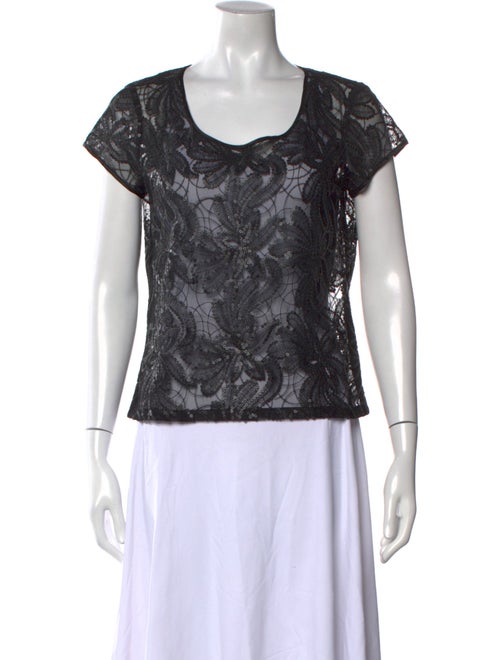 etcetera Lace Pattern Scoop Neck Top