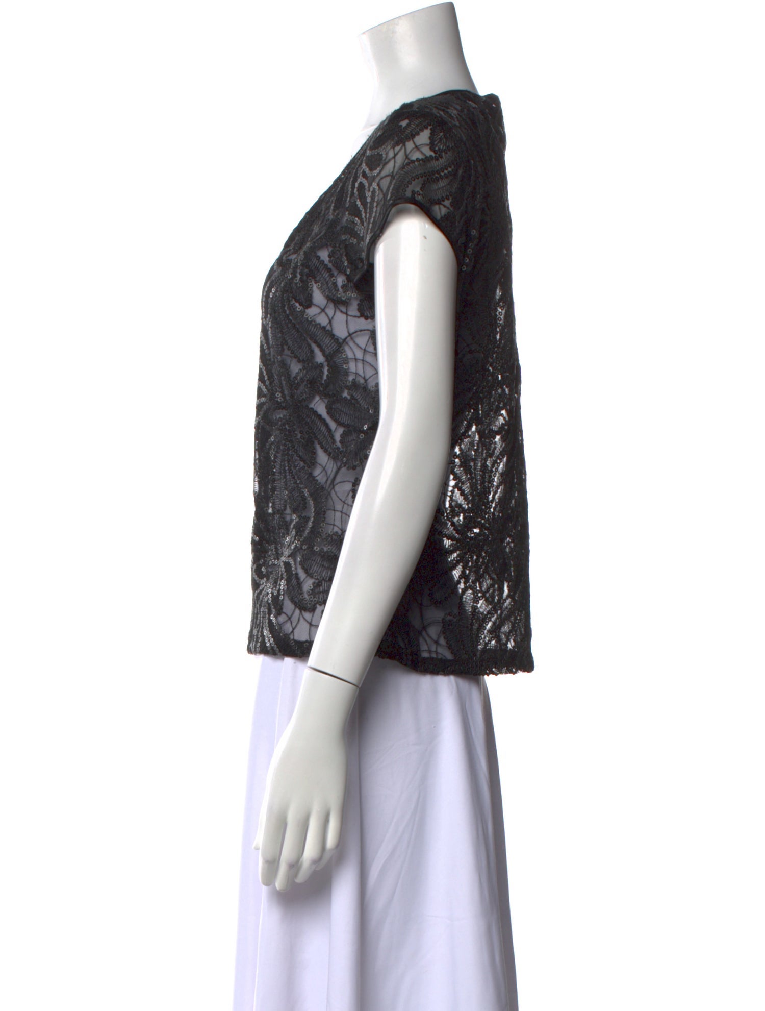 etcetera Lace Pattern Scoop Neck Top