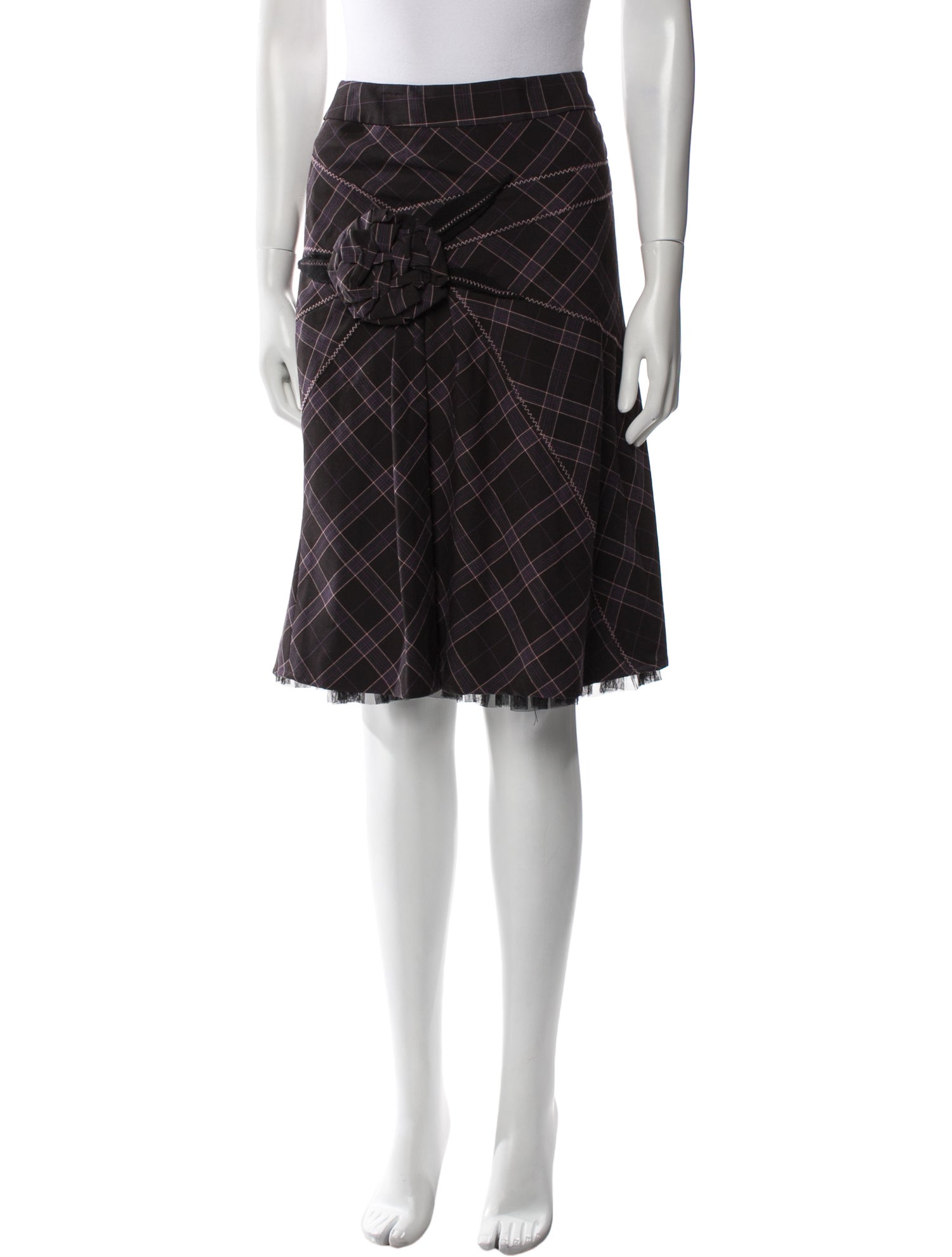 etcetera Plaid Print Knee-Length Skirt