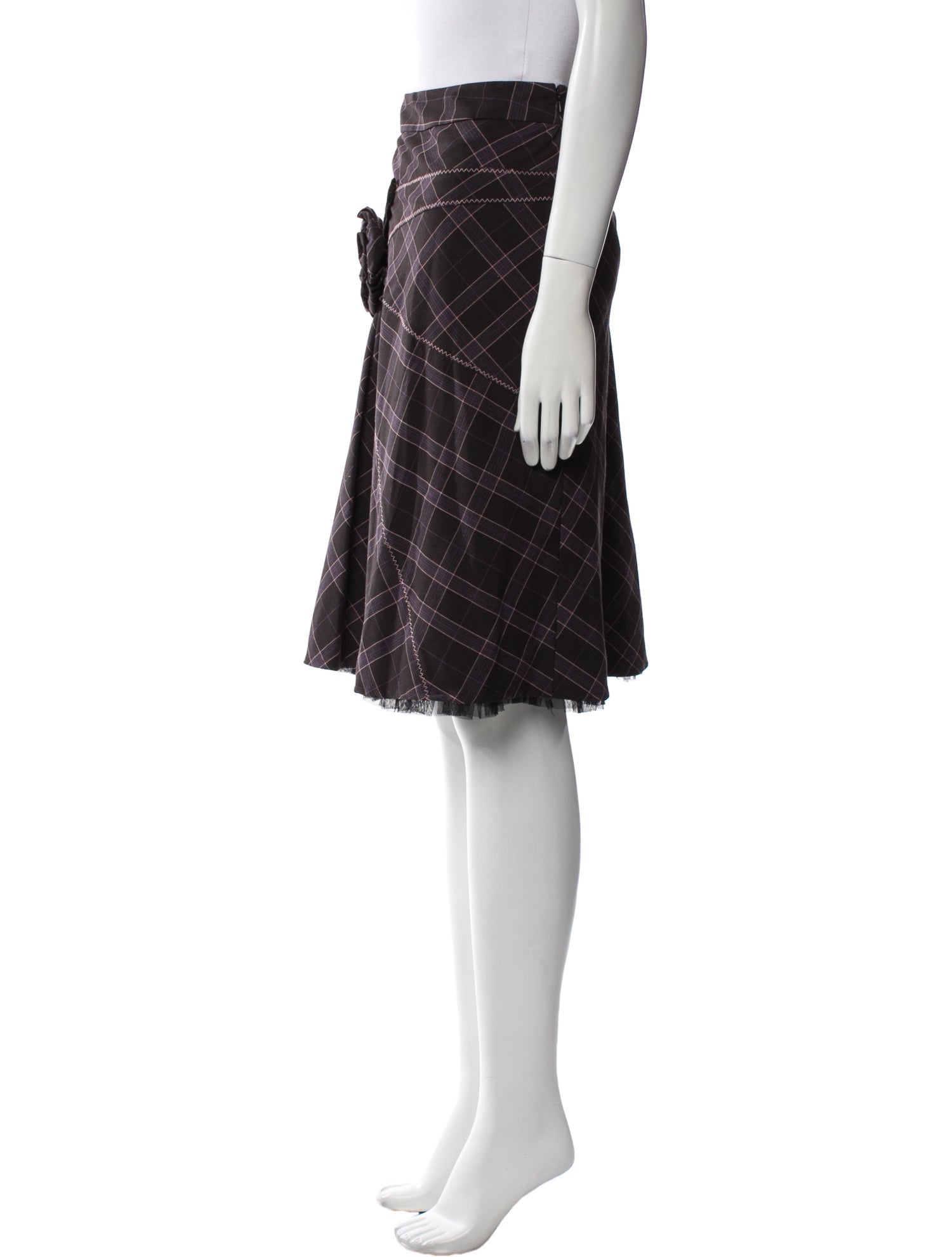 etcetera Plaid Print Knee-Length Skirt