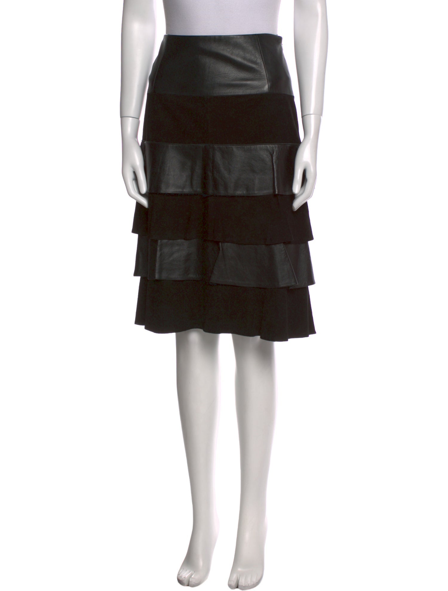 etcetera Leather Knee-Length Skirt