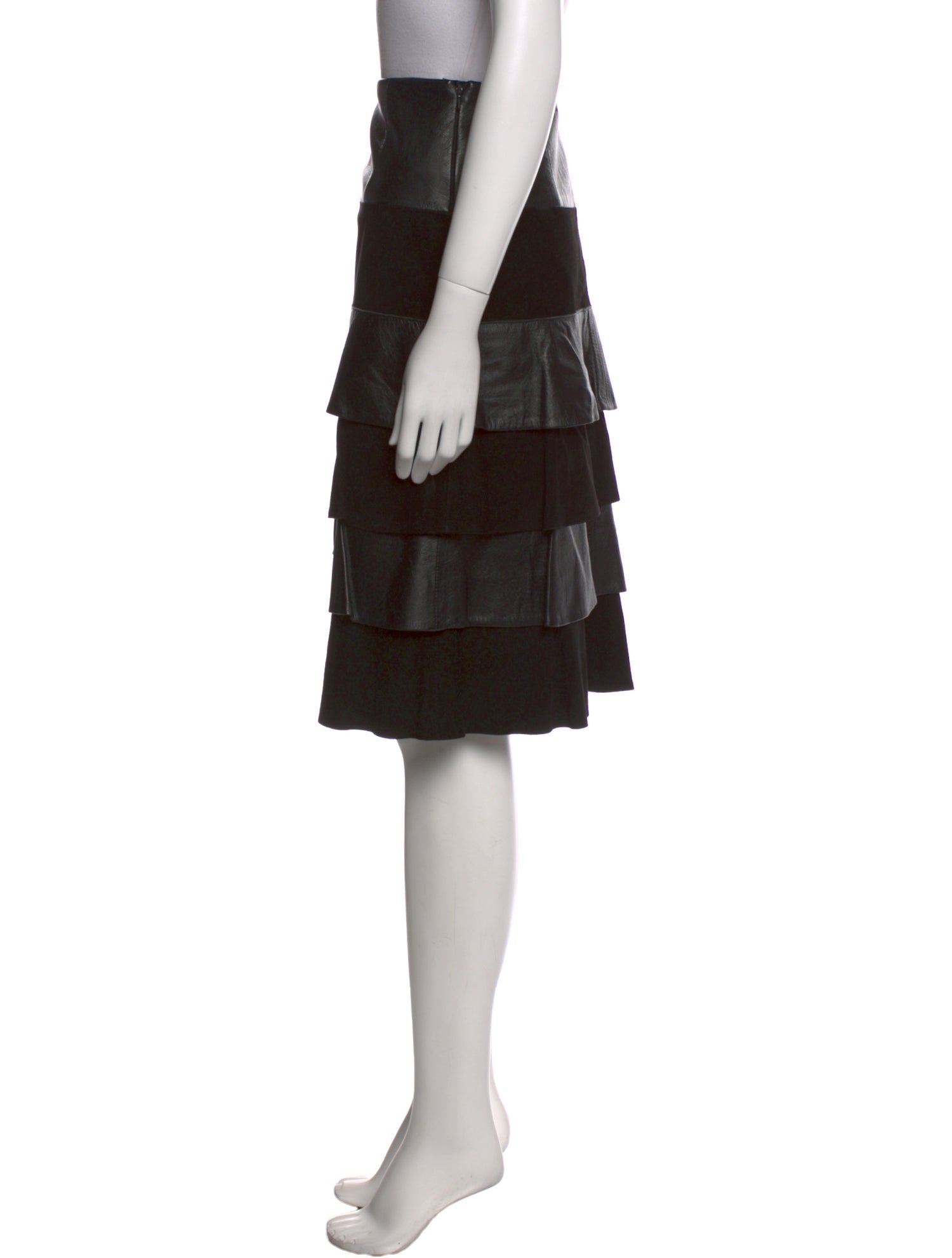 etcetera Leather Knee-Length Skirt