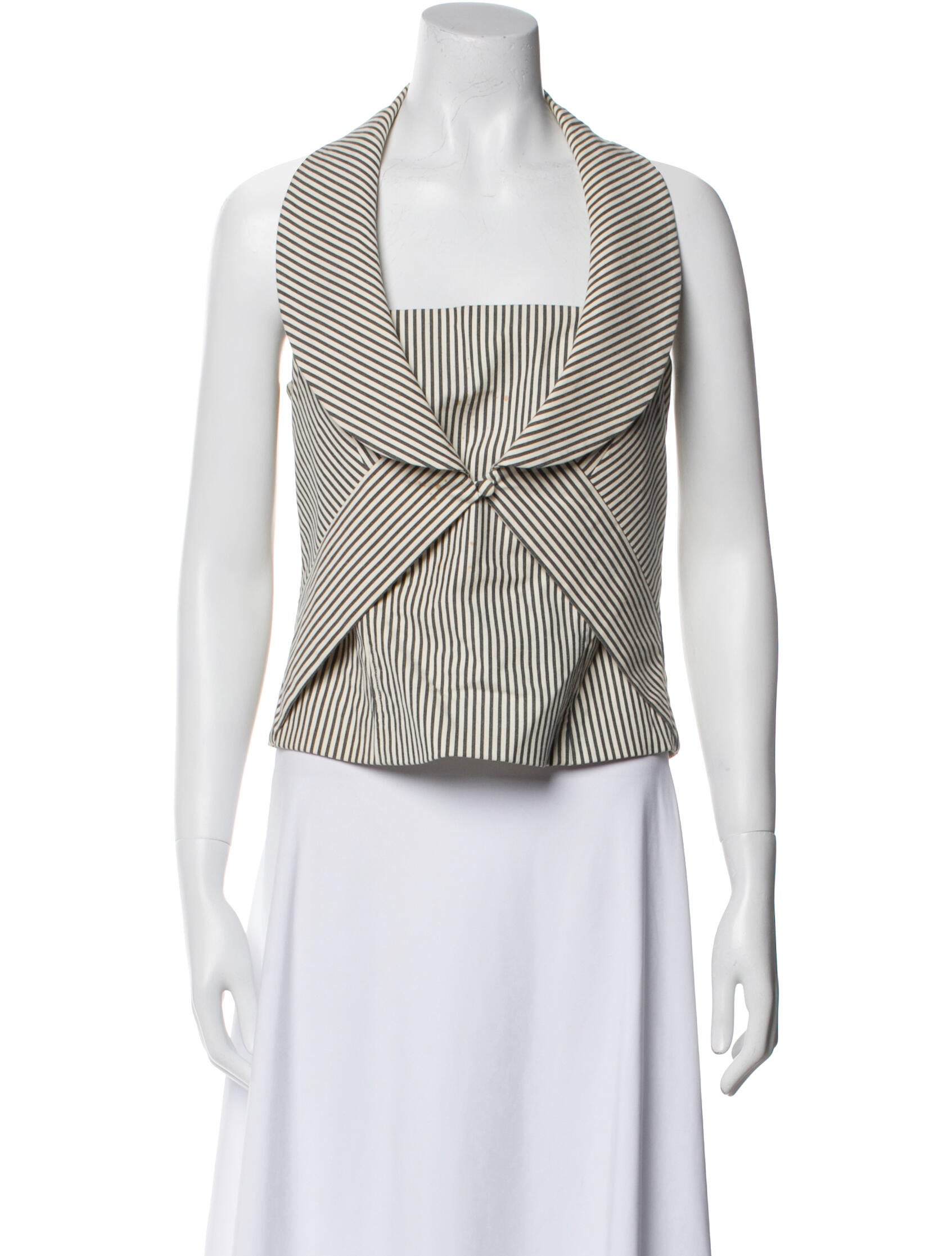 etcetera Striped Square Neckline Crop Top