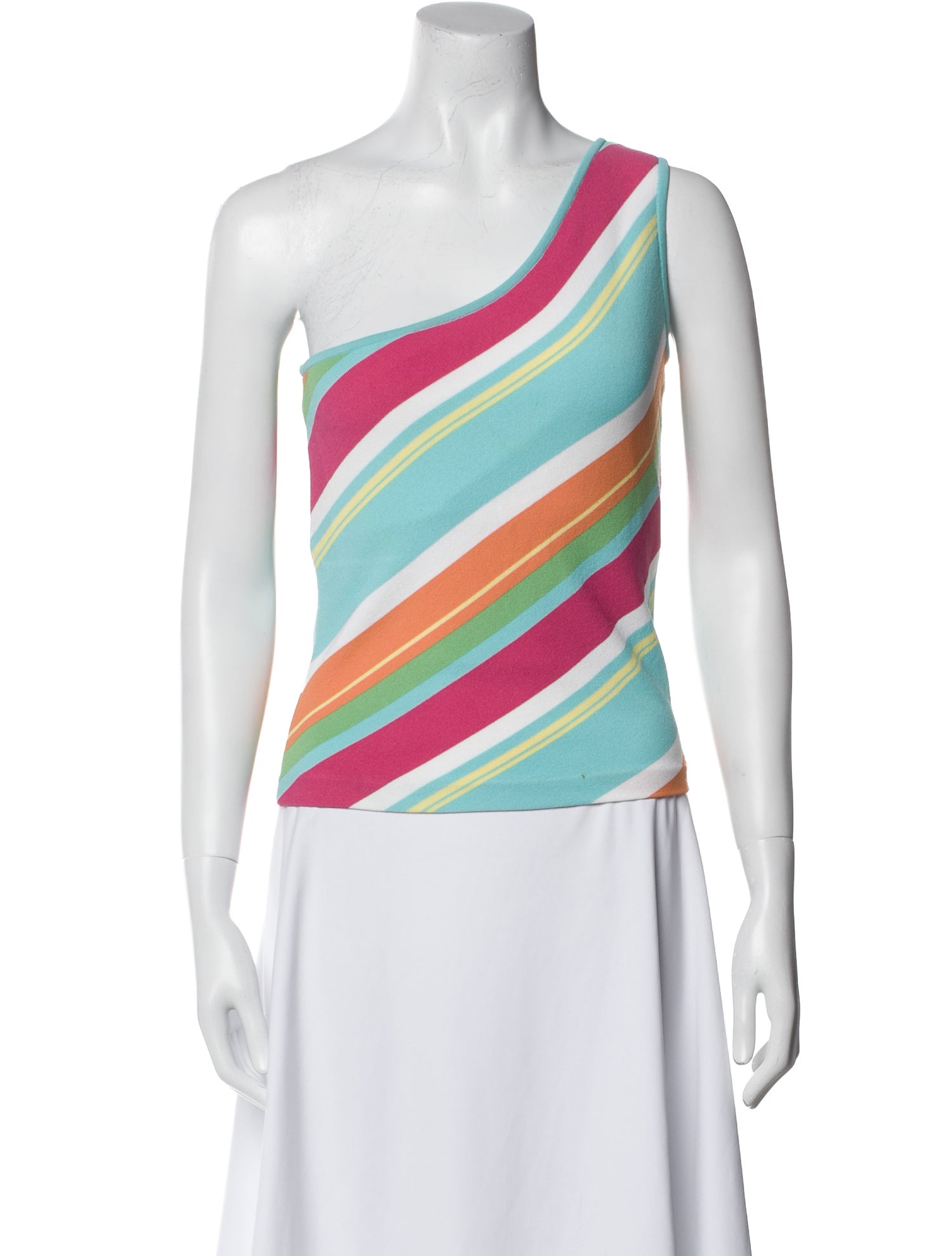 etcetera Striped One-Shoulder Top