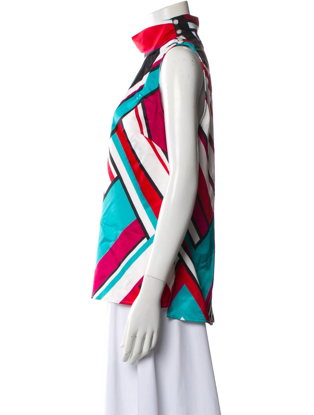 etcetera Colorblock Pattern Turtleneck Top - image 2