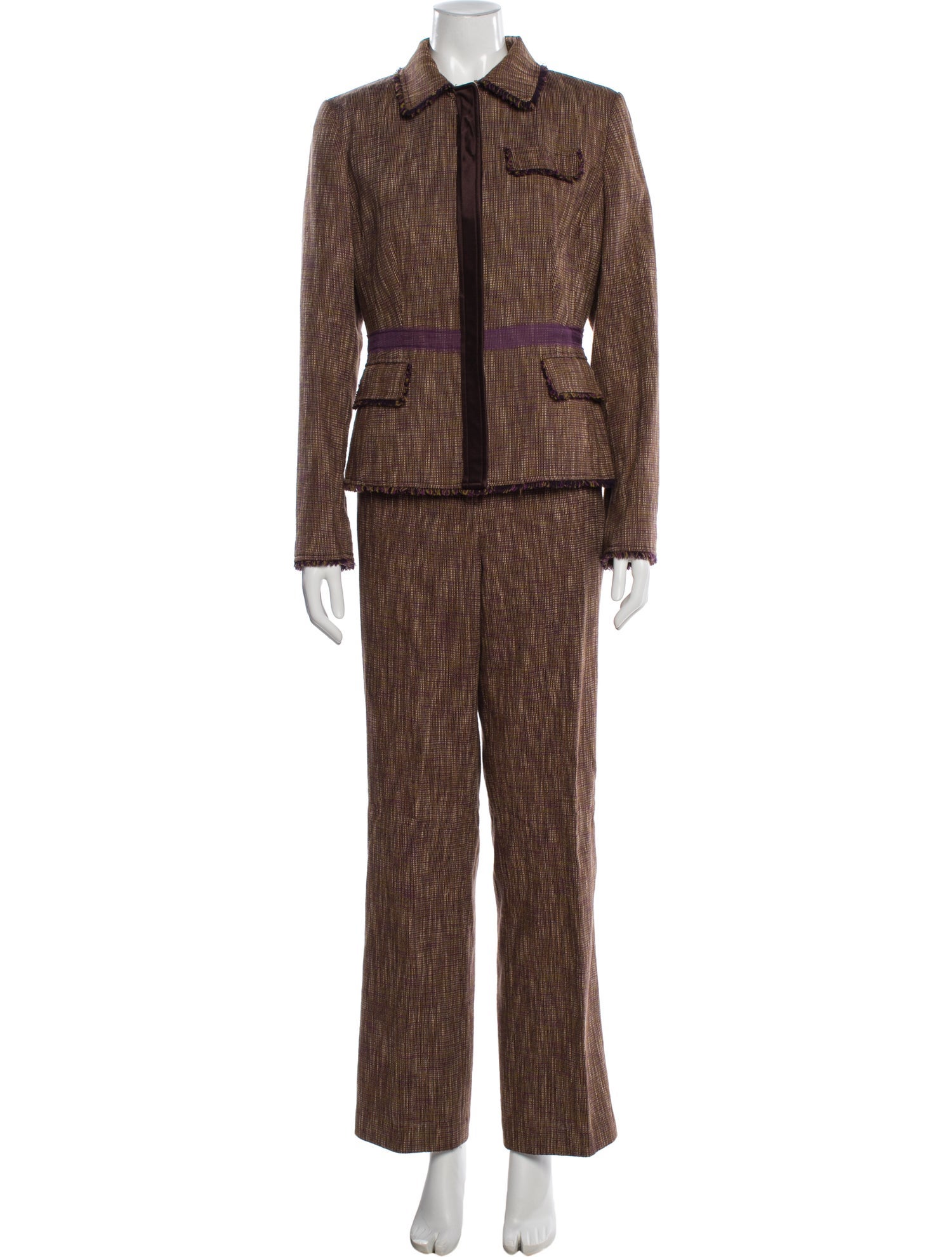 etcetera Patterned Fringe Trim Accent Pantsuit