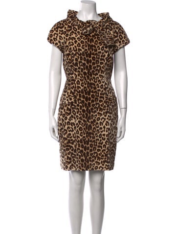 Pre-owned Etcetera Animal Print Knee-length Dress In Brown/neutrals