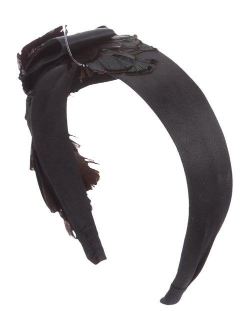 Eugenia Kim Satin Feather Headband Black