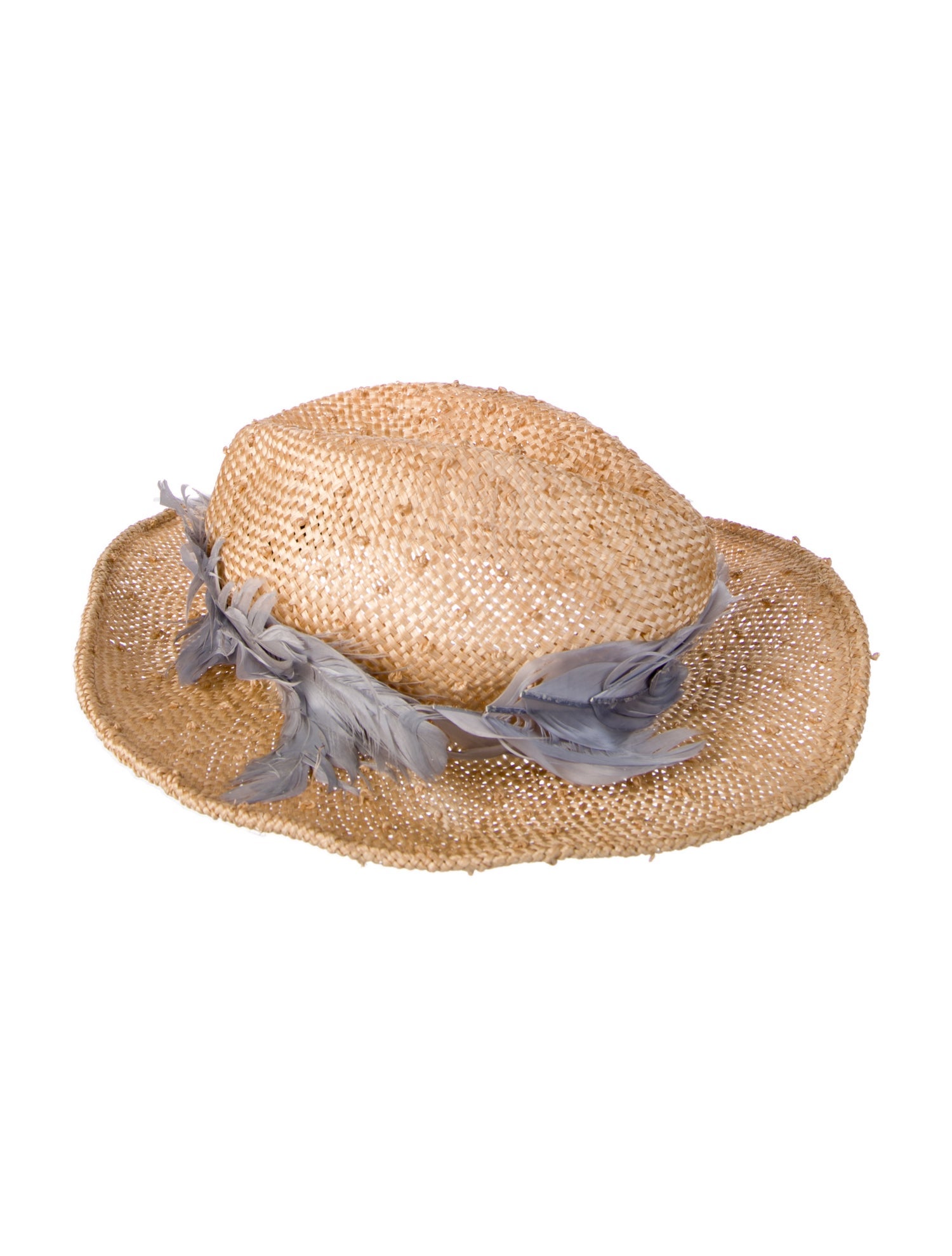 Eugenia Kim Raffia Woven hat w/ feather accent