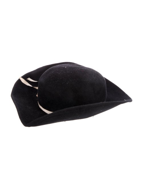 Eugenia Kim Black Domesticated Rabbit Hair Curl Brim w/ Neutral Grosgrain Trim At Front