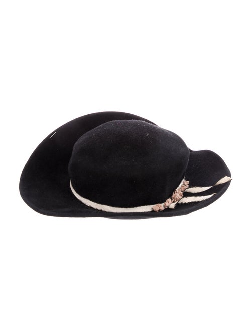 Eugenia Kim Black Domesticated Rabbit Hair Curl Brim w/ Neutral Grosgrain Trim At Front