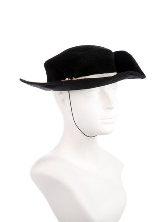 Eugenia Kim Black Domesticated Rabbit Hair Curl Brim w/ Neutral Grosgrain Trim At Front