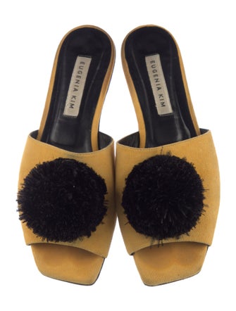Eugenia Kim Suede Pom-Pom Embellishments Slides