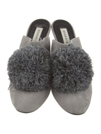 Eugenia Kim Suede Pom-Pom Embellishments Mules